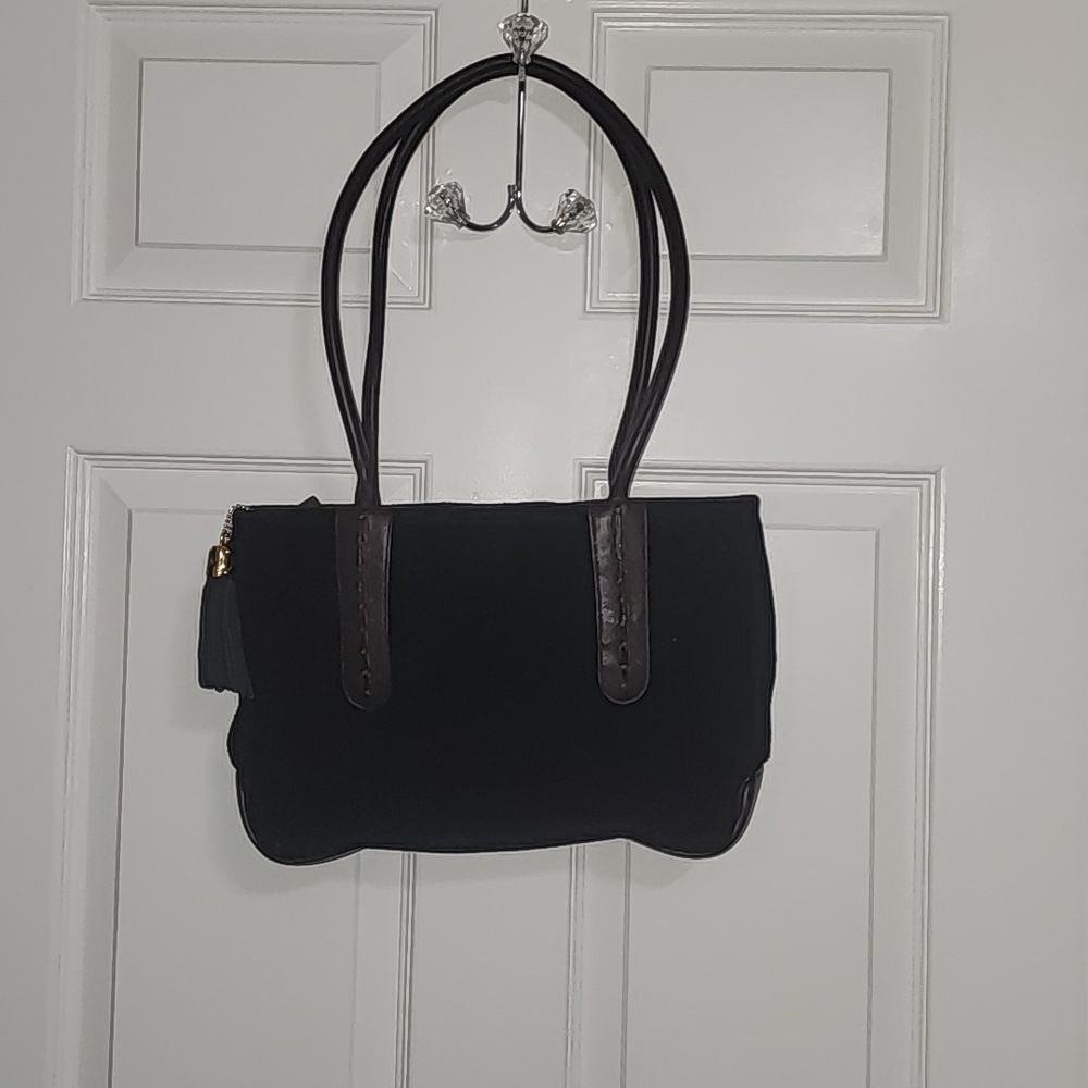 Giani Bernini Black Brown Suede Shoulder Bag Purse​​​​​